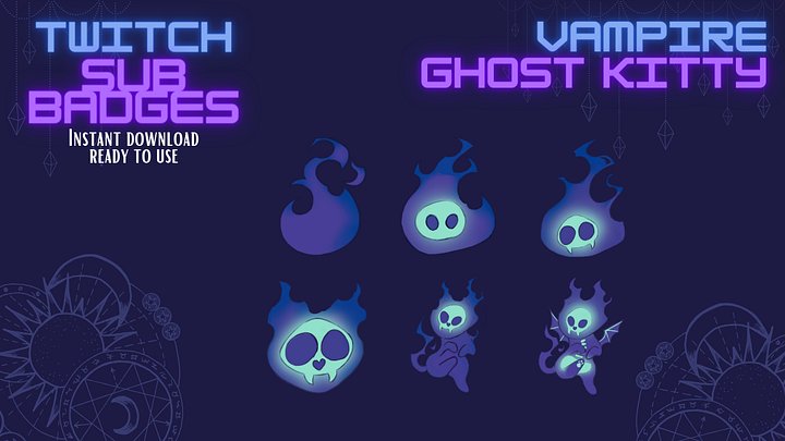 Vampire Bat Ghost Kitty Sub/Bit Badges product image (1)