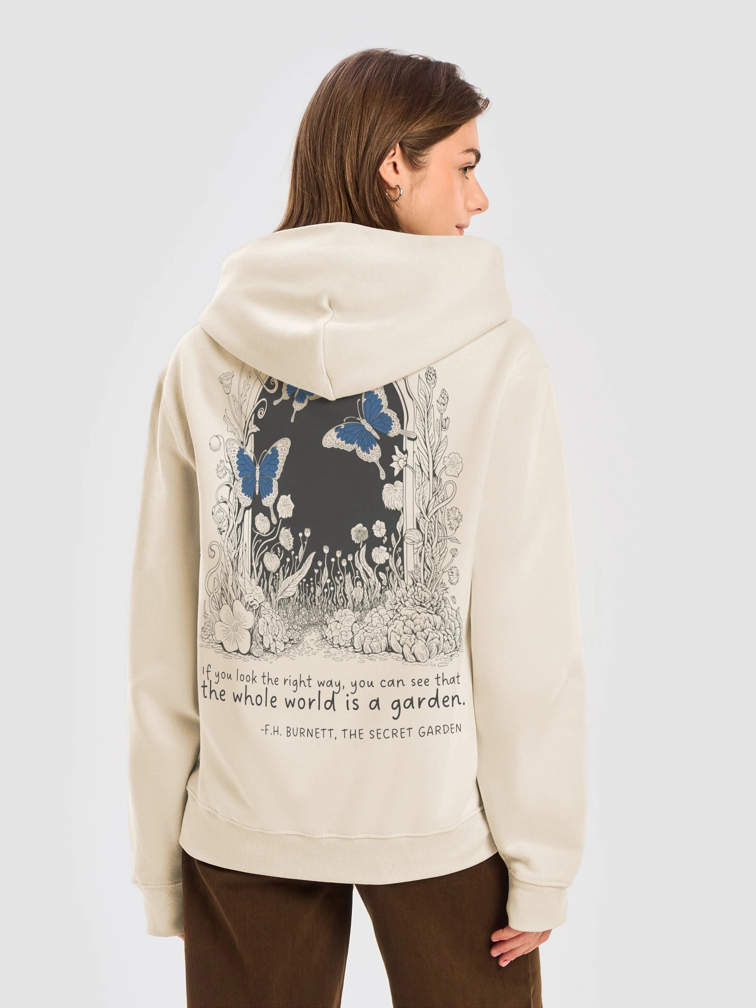 Butterfly Hoodie with Secret Garden Quote, Nature Lover Pullover product image (7)