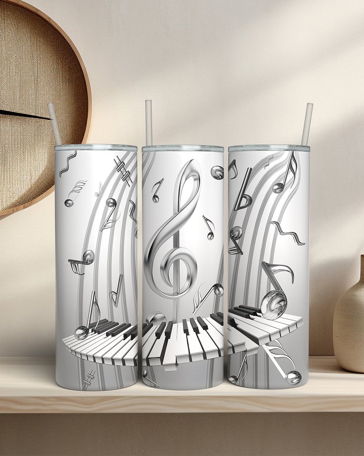 3D Metallic Music Notes with Keyboard product image (2)