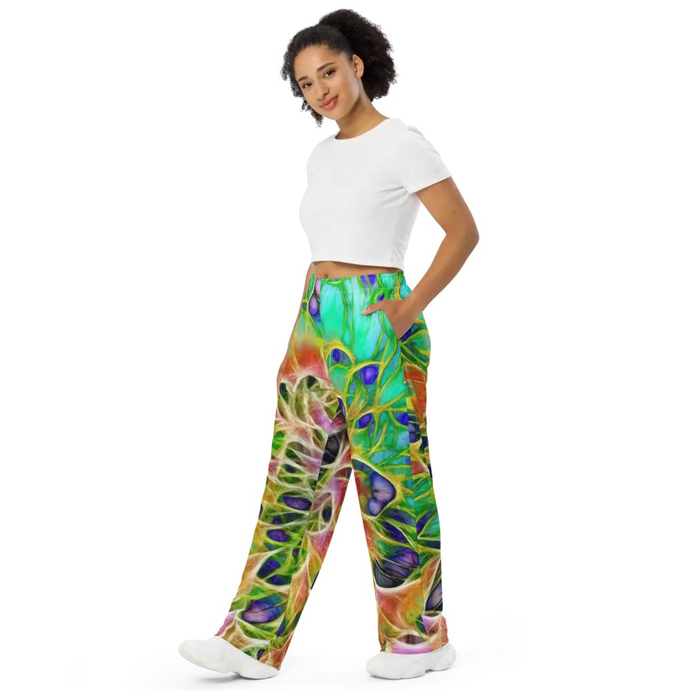 Abstract Peacock Chrysanthemum Wide Leg Pants product image (4)