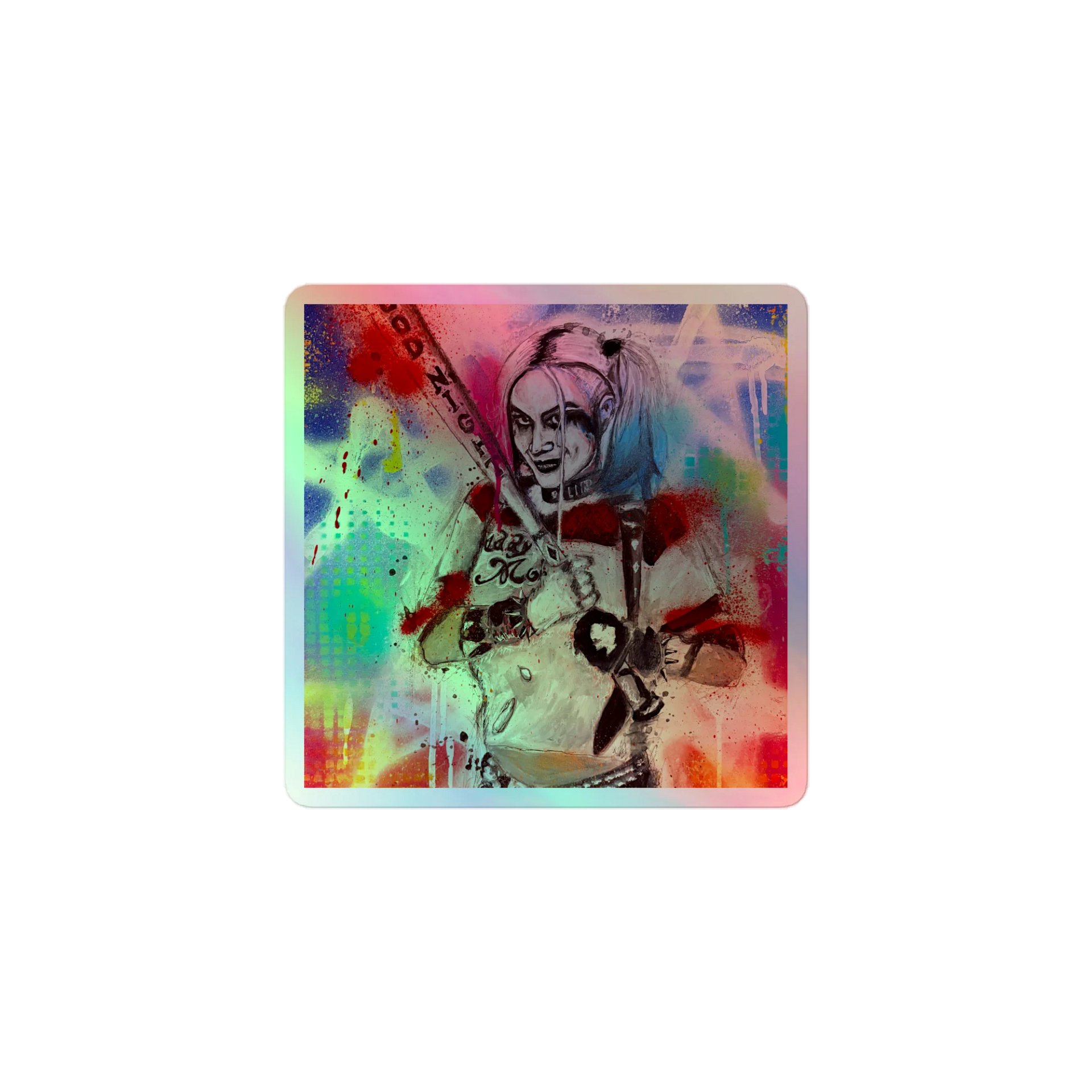 Harley Quinn Medicine Woman Graffiti Holographic Sticker product image (1)