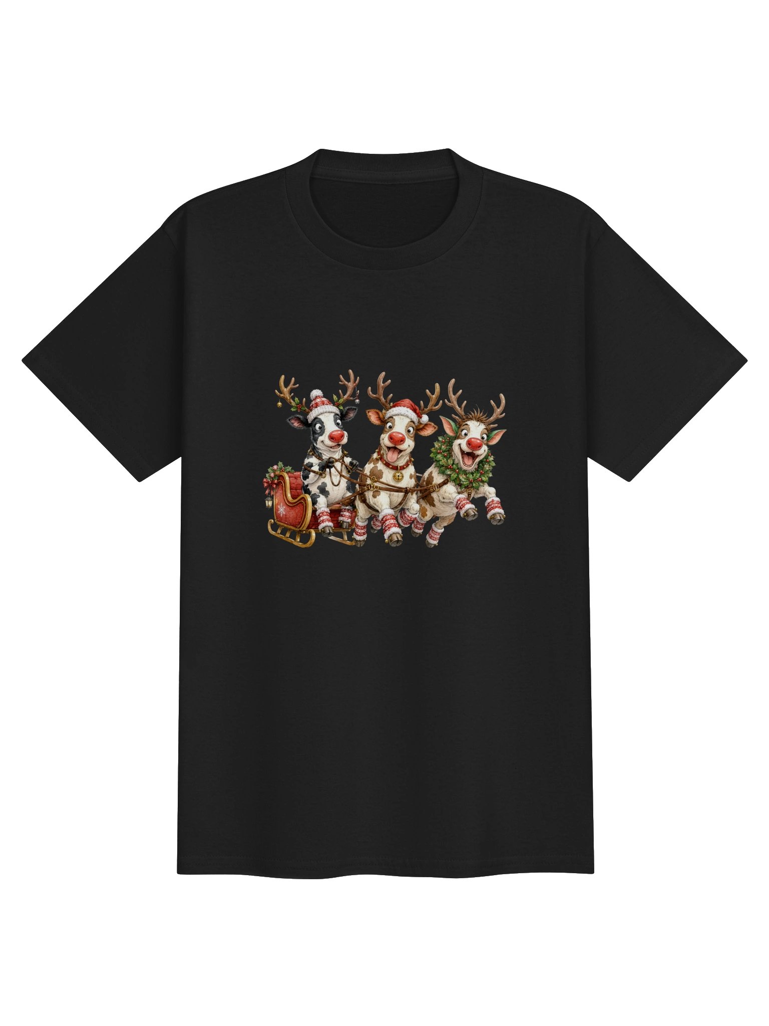 Festive Reindeer Sleigh Kids Tee product image (3)