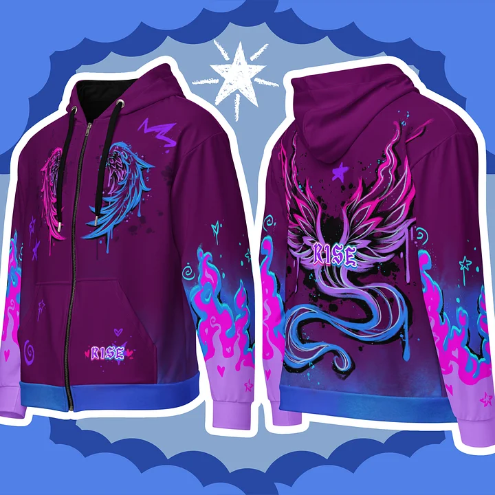 RISE Collection: Subtle Bisexual Pride Phoenix Zip Hoodie - PURPLE product image (1)