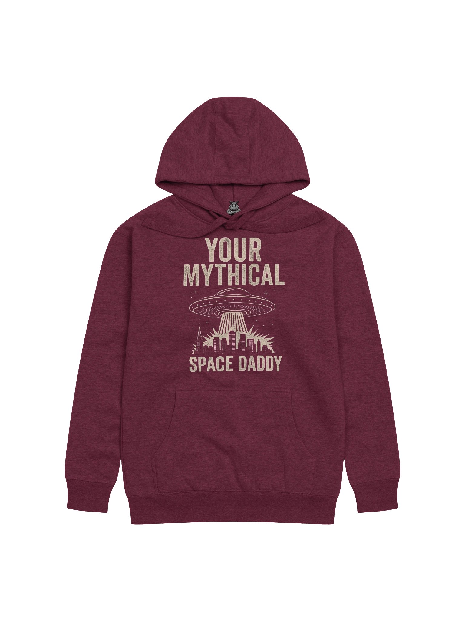 "Your Mythical Space Daddy" Hoodie – Dark Sci-Fi Cityscape Graphic Hoodie | Funny Sarcastic Alien Humor Hoodie product image (3)