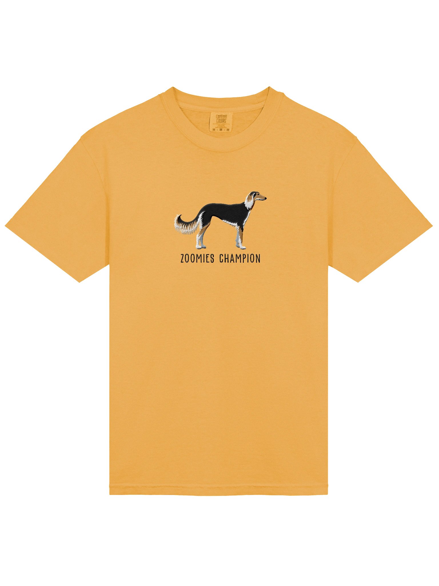 Zoomies Champion T-Shirt(Embroidered) of a Saluki(Tricolor) product image (6)