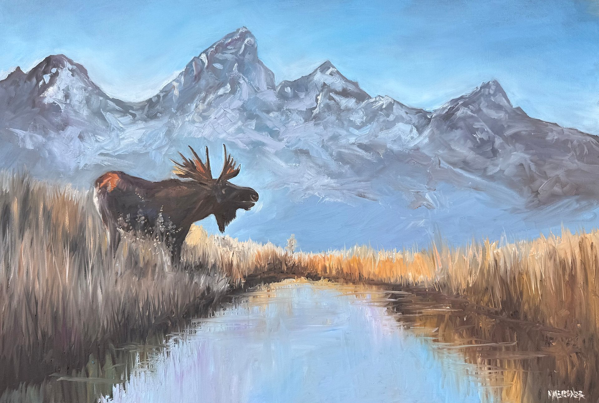 Grand Tetons and Moose - Giclee Canvas product image (1)