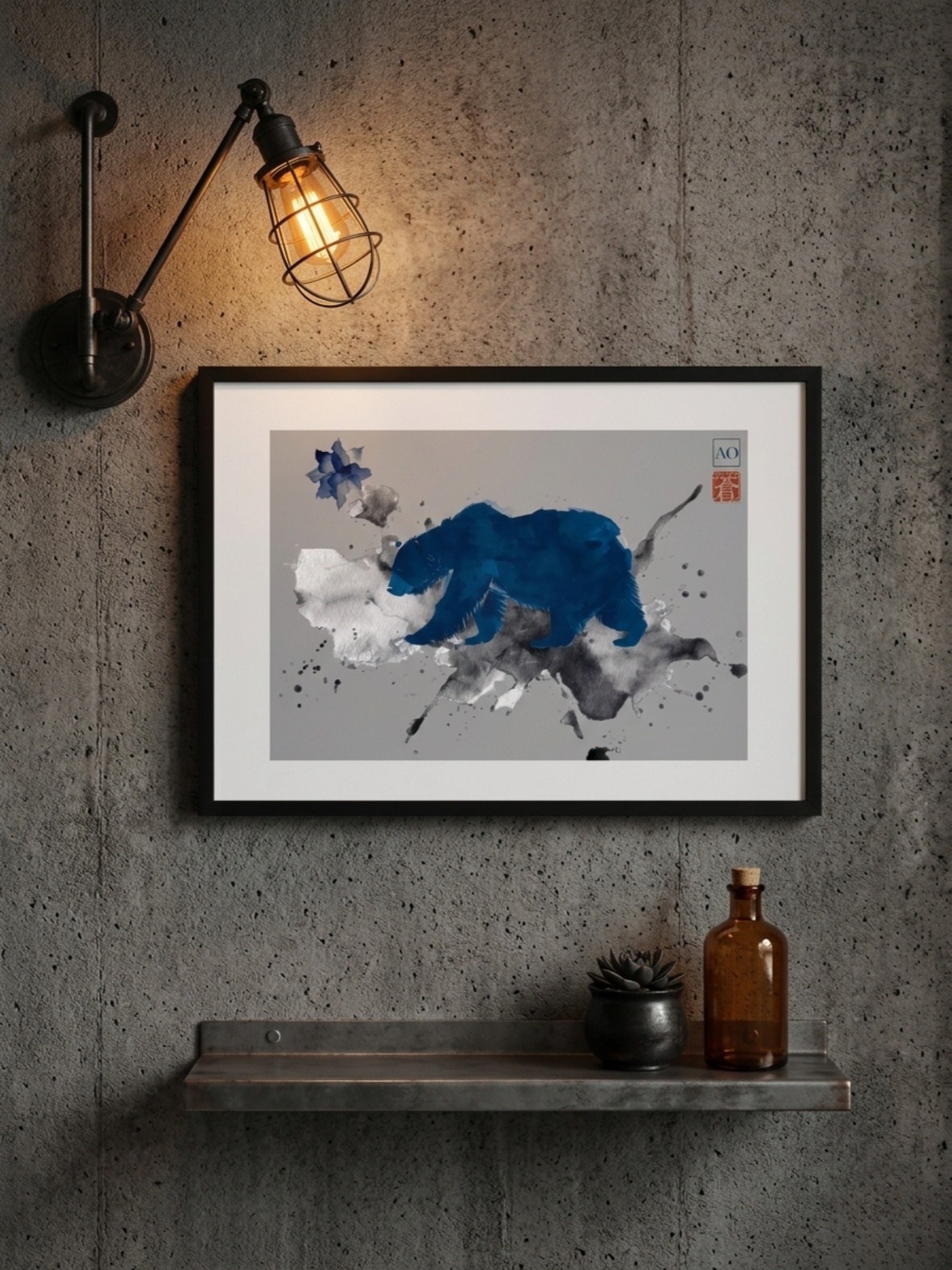 California Japanese Ink Art Print | Golden State Spirit No.09 | Framed Wall Art - AO Japan Blue product image (5)