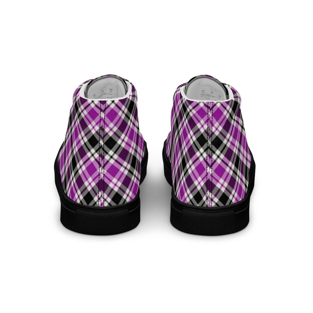 Purple, Black, & White Plaid Men's High Top Shoes product image (6)