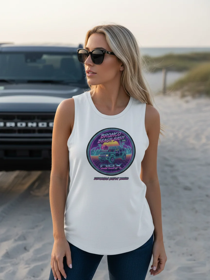 2026 Bronco Beach Bash OBX / Destination Bigfoot Bronco Collab | Bella + Canvas Flowy Muscle Tank Top (Multi Color Options) product image (1)