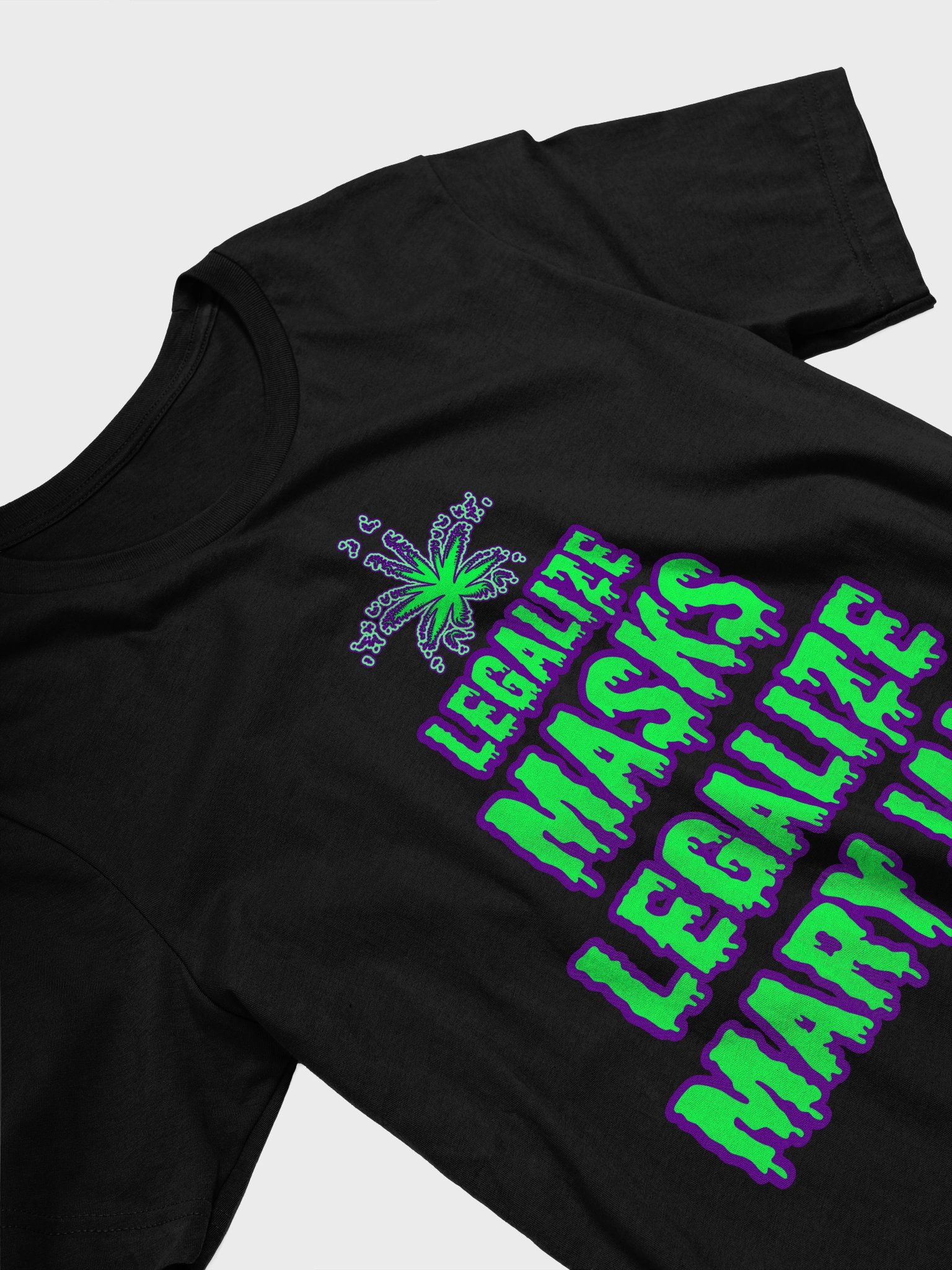 Legalize Masks Mary Jane Black Tee, Punk Rock Pothead Weed Leaf T-Shirt, Cannabis Stoner Clothing product image (2)