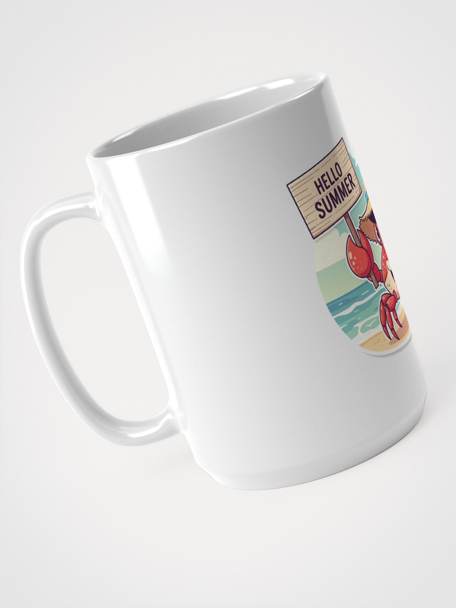 Hello Summer Crab White Glossy Mug product image (3)
