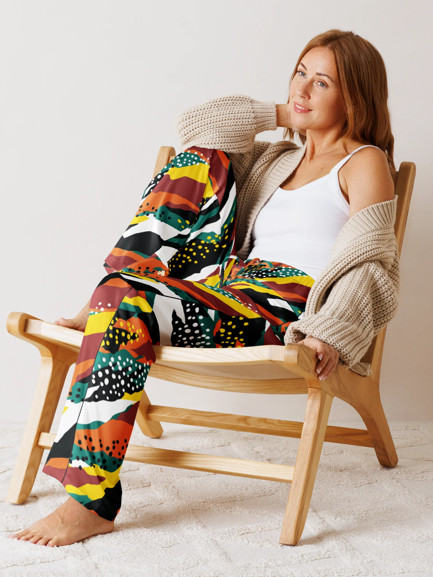 Terracotta & Teal Abstract Safari Pattern | Vibrant All-Over Print Women's Pajama Pants product image (10)