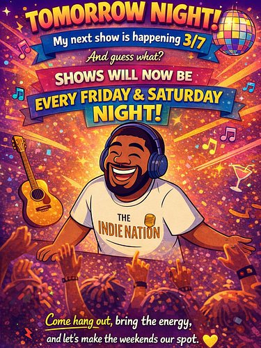 #IndieNation we are back tomorrow night! Now live every Friday and Saturday night brining the best indie music in all genres!...