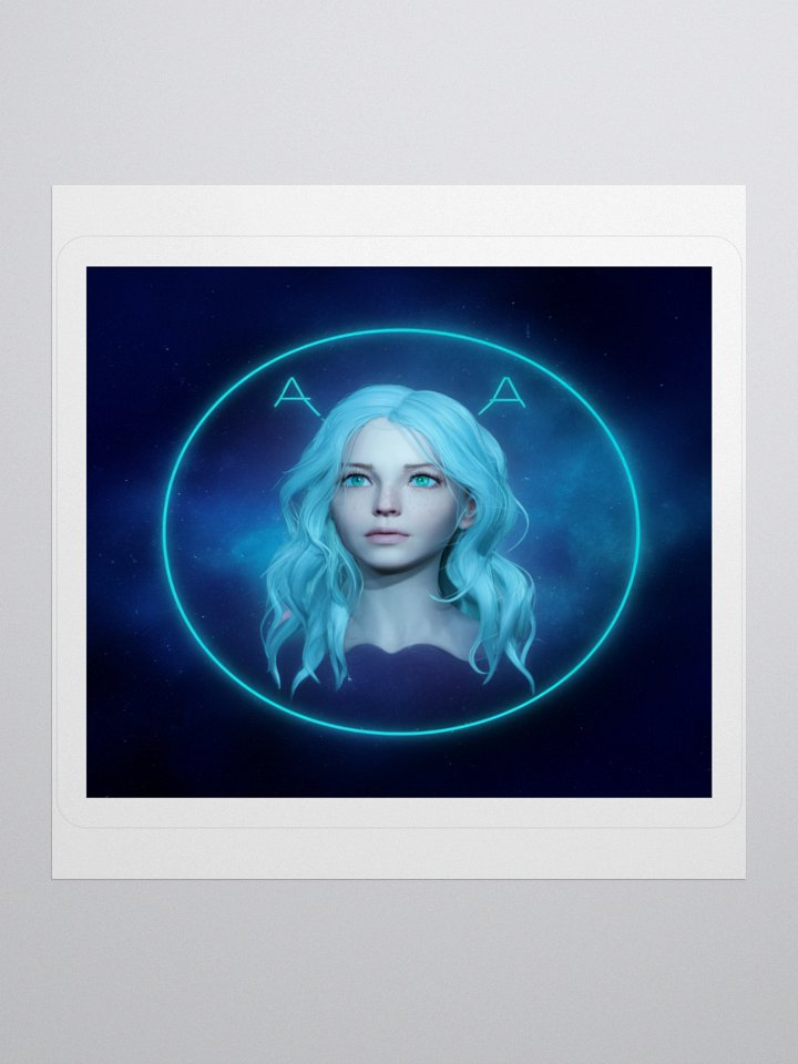 Aquarius Neon Blue Vinyl Sticker - Futuristic Digital Art product image (2)