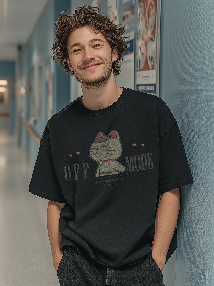 Off Mode Cat T Shirt Relaxed Graphic Tee product image (2)
