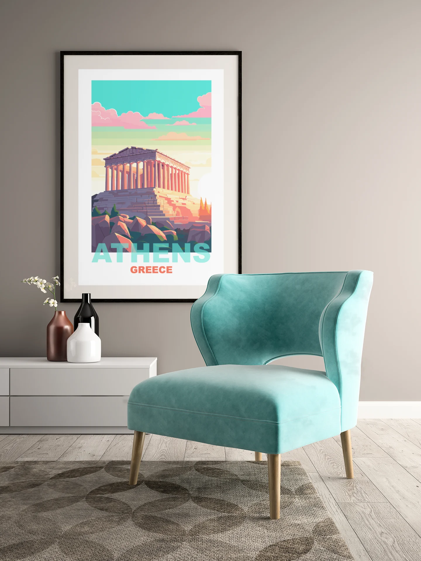 Parthenon Temple on Acropolis Hill Art, Athens Greece Vibrant Sunset Poster, Historic Greek Landmark, Travel Inspired Wall Art Decor product image (4)