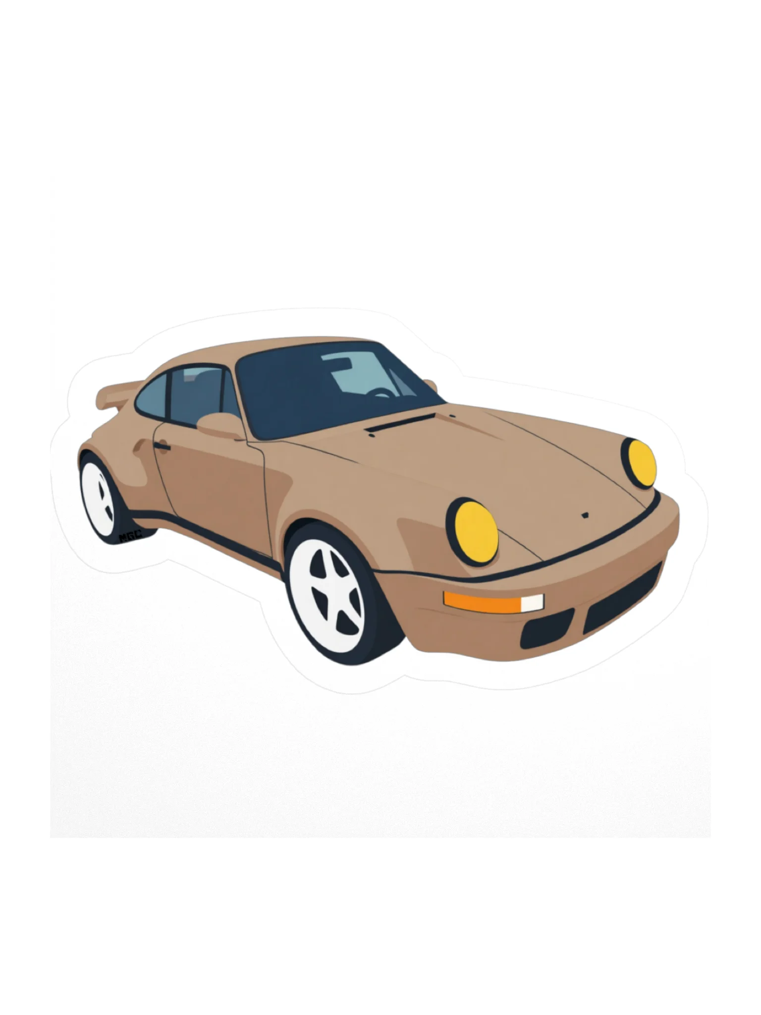 Grey Porsche 964 Ruf Automobile Ultimate "Wolf" Voxel Art Sticker (Retro, Sketch, Silhouette) product image (1)