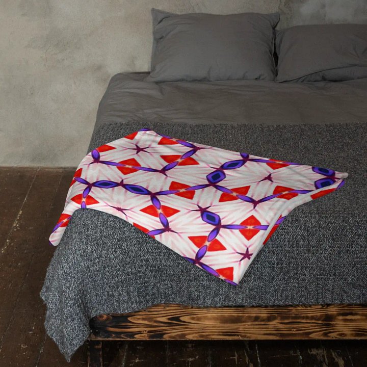 Red White & Blue Floral Throw Blanket product image (2)