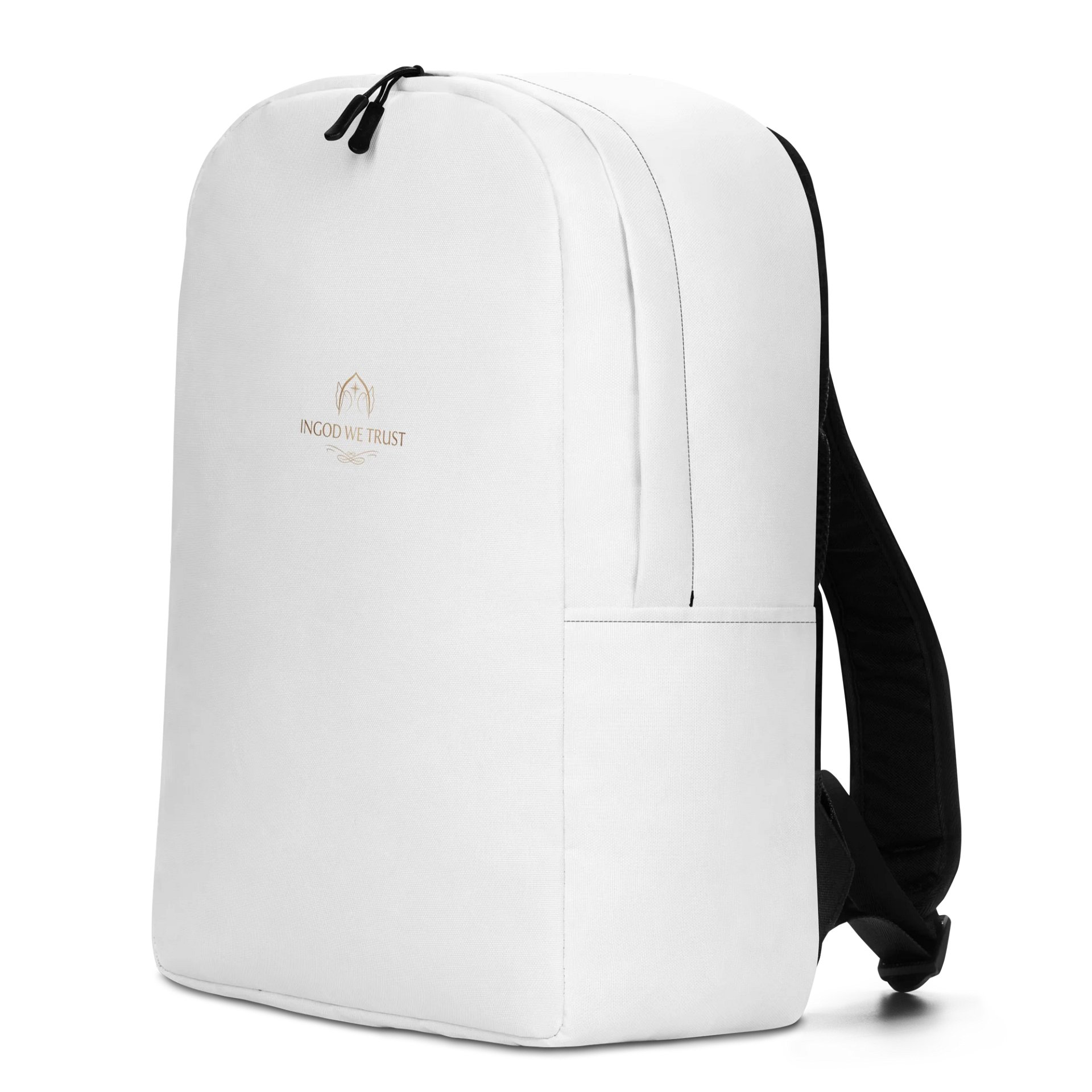 "Sanctuary" Backpack - White Minimalist Bookbag with Gold Foil Detailing | Spiritual Companion for Daily Journey product image (2)