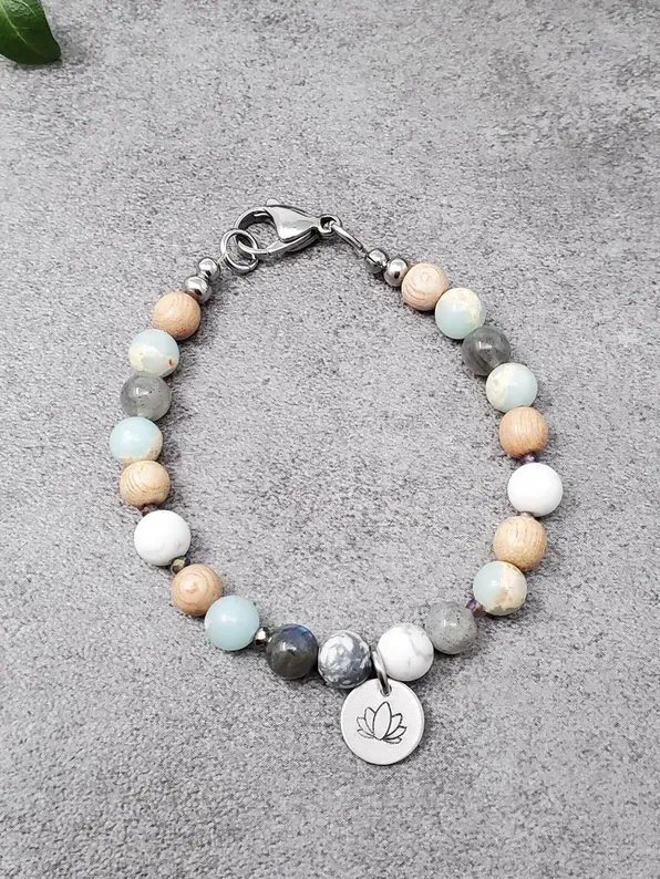 Aqua Terra and Labradorite Bracelet • Rosewood Lotus product image (2)