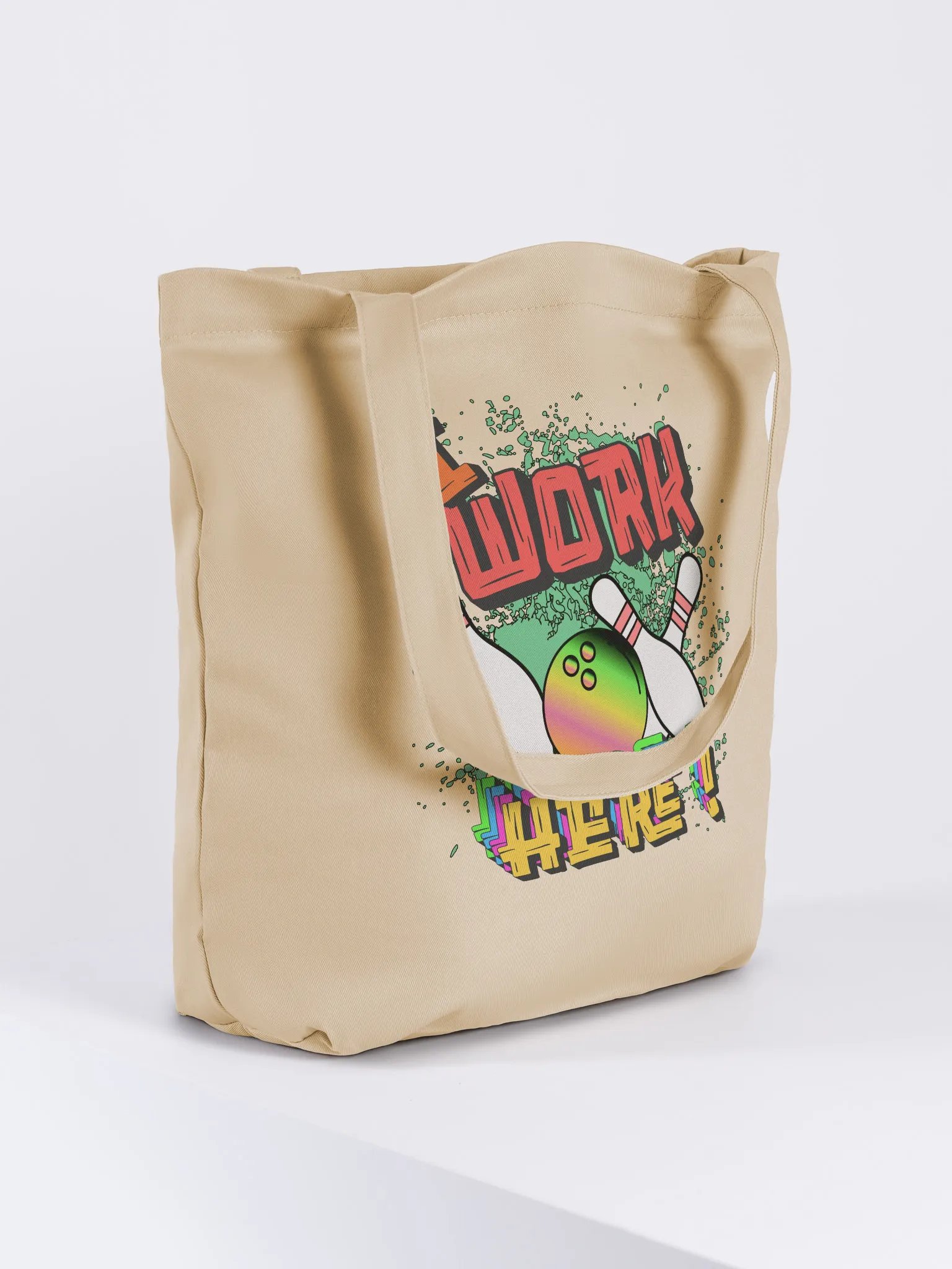I Work Here Bowling Colorful Statement Tote product image (4)