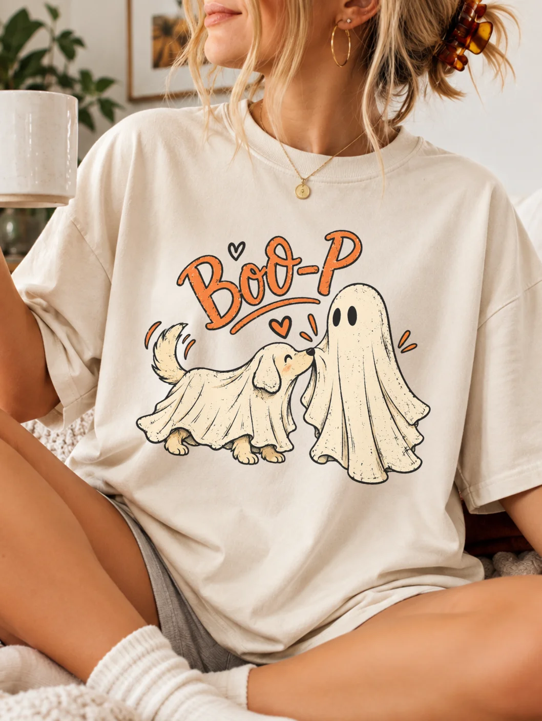 Boo-P Ghost Dog Halloween T-Shirt, Cute Spooky Dog Tee, Ghost Costume Shirt, Funny Halloween Shirt, Dog Lover Gift, Vintage Halloween Tee product image (1)