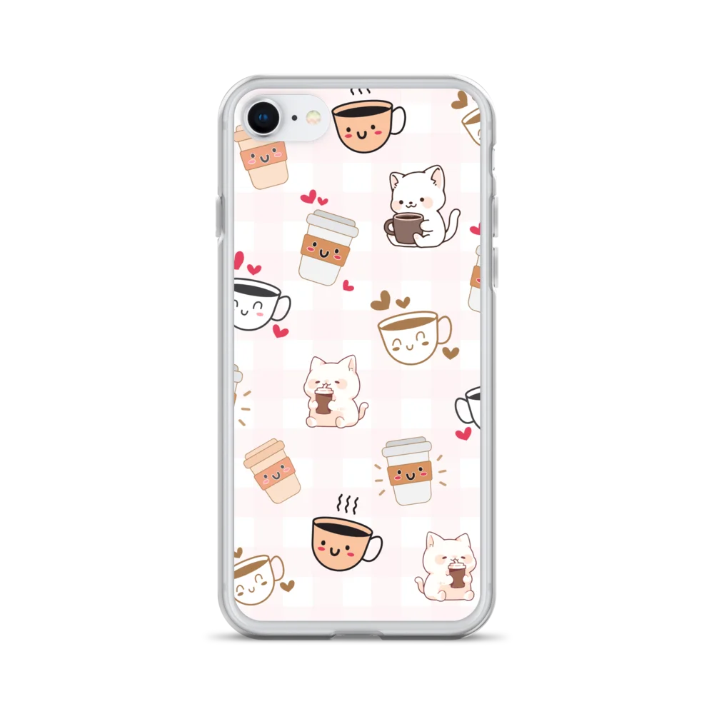 Kawaii Cat Coffee Clear iPhone Case product image (28)