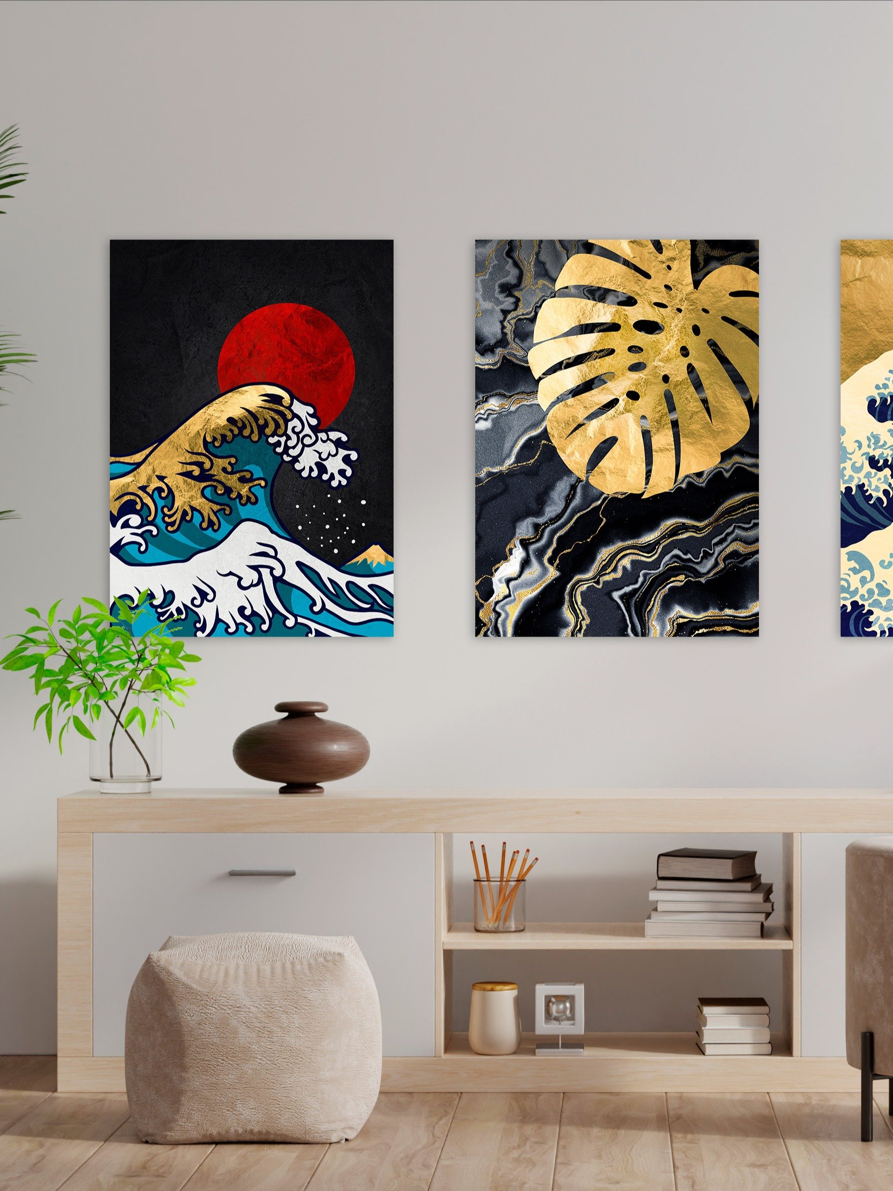 Golden Great Wave off Kanagawa #2 — Japanese golden poster, travel poster, aesthetic poster, landscape poster, wall art print product image (2)