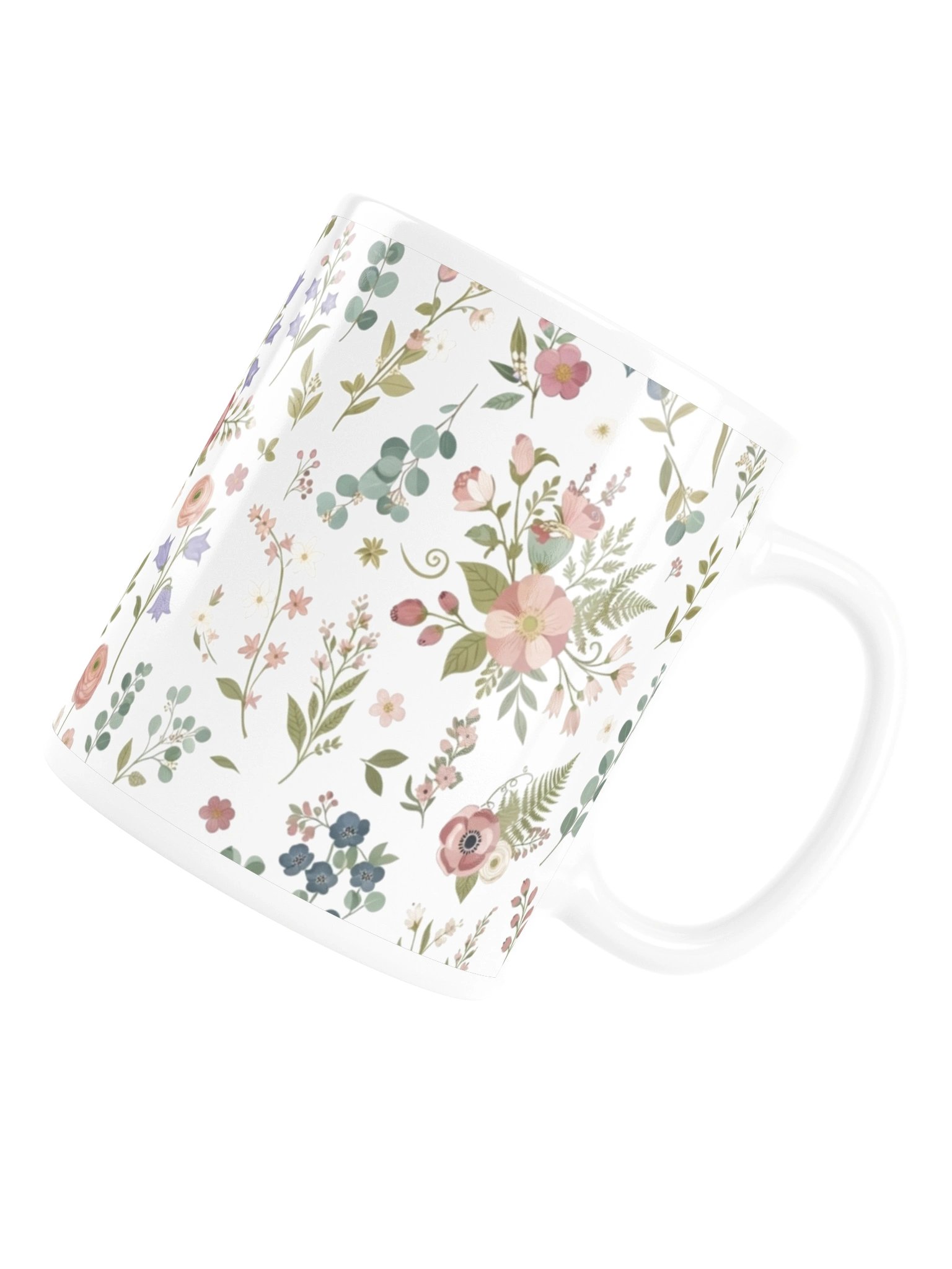 Elegant Floral Pattern Mug – Botanical Flowers & Leaves Coffee Cup product image (16)