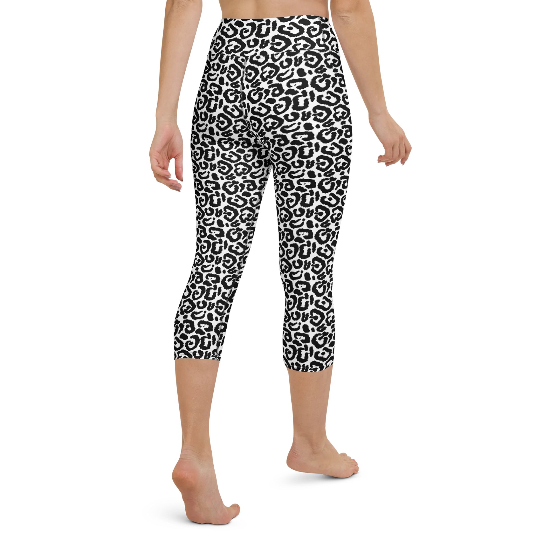 Black and White Leopard Print Yoga Capri Leggings product image (3)