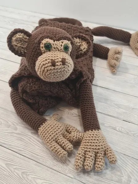 Crochet Monkey Baby Blanket Folding Toy Pattern PDF - Crafting Happiness product image (2)