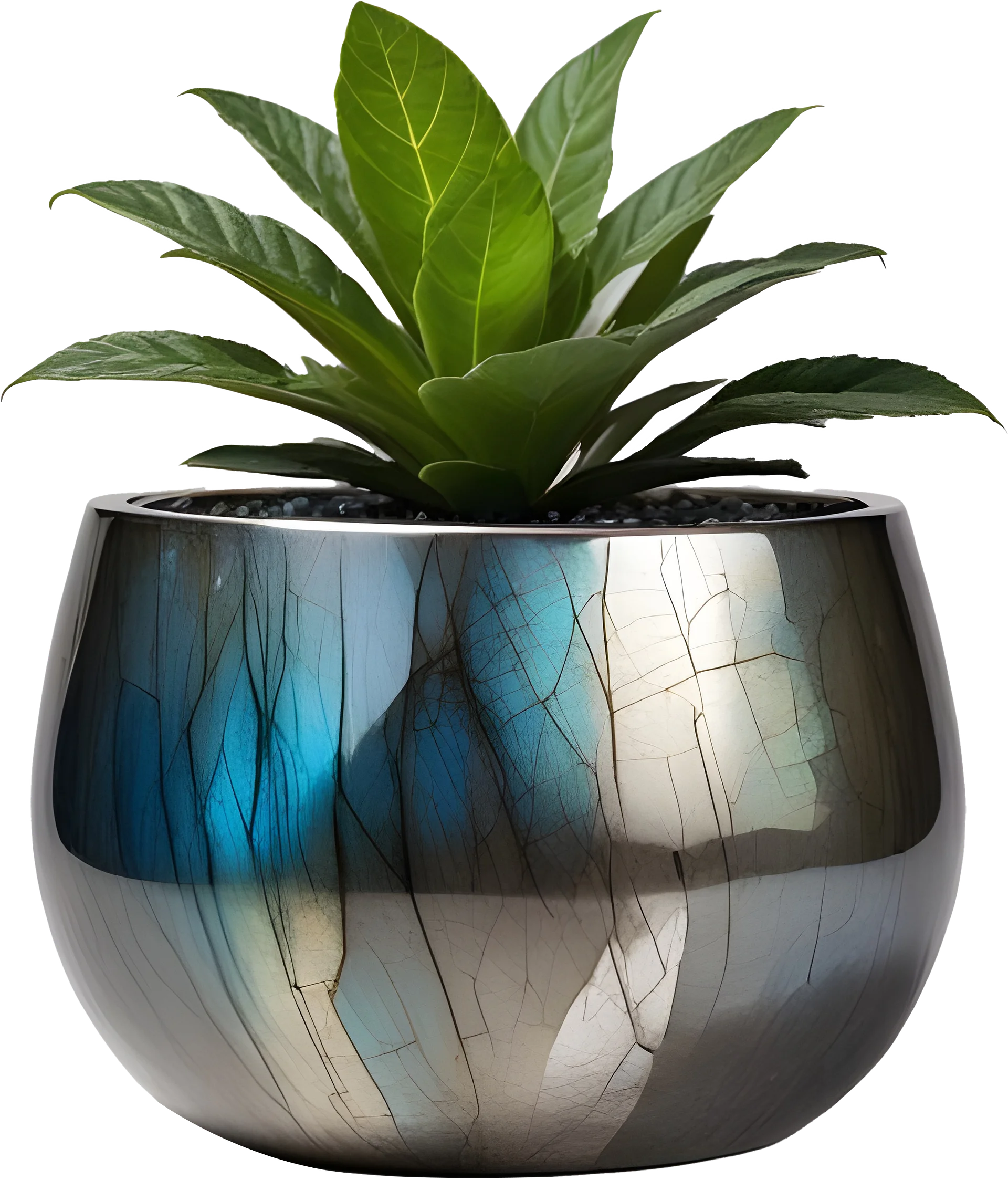 Stellar Luxe – Labradorite & Silver Planter PNG product image (1)