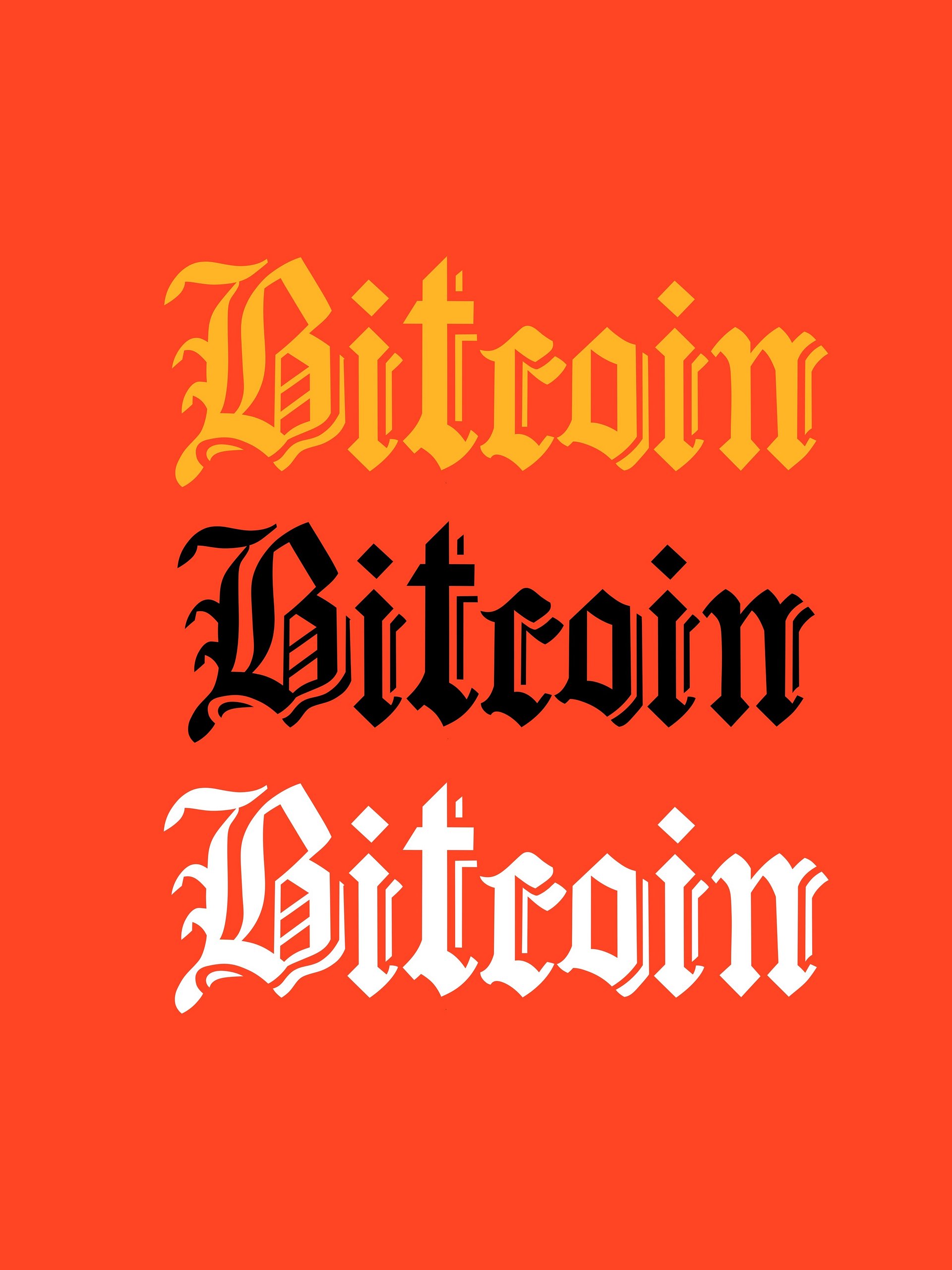 Bitcoin PNG Gold, Black & White Old English Lettering product image (1)