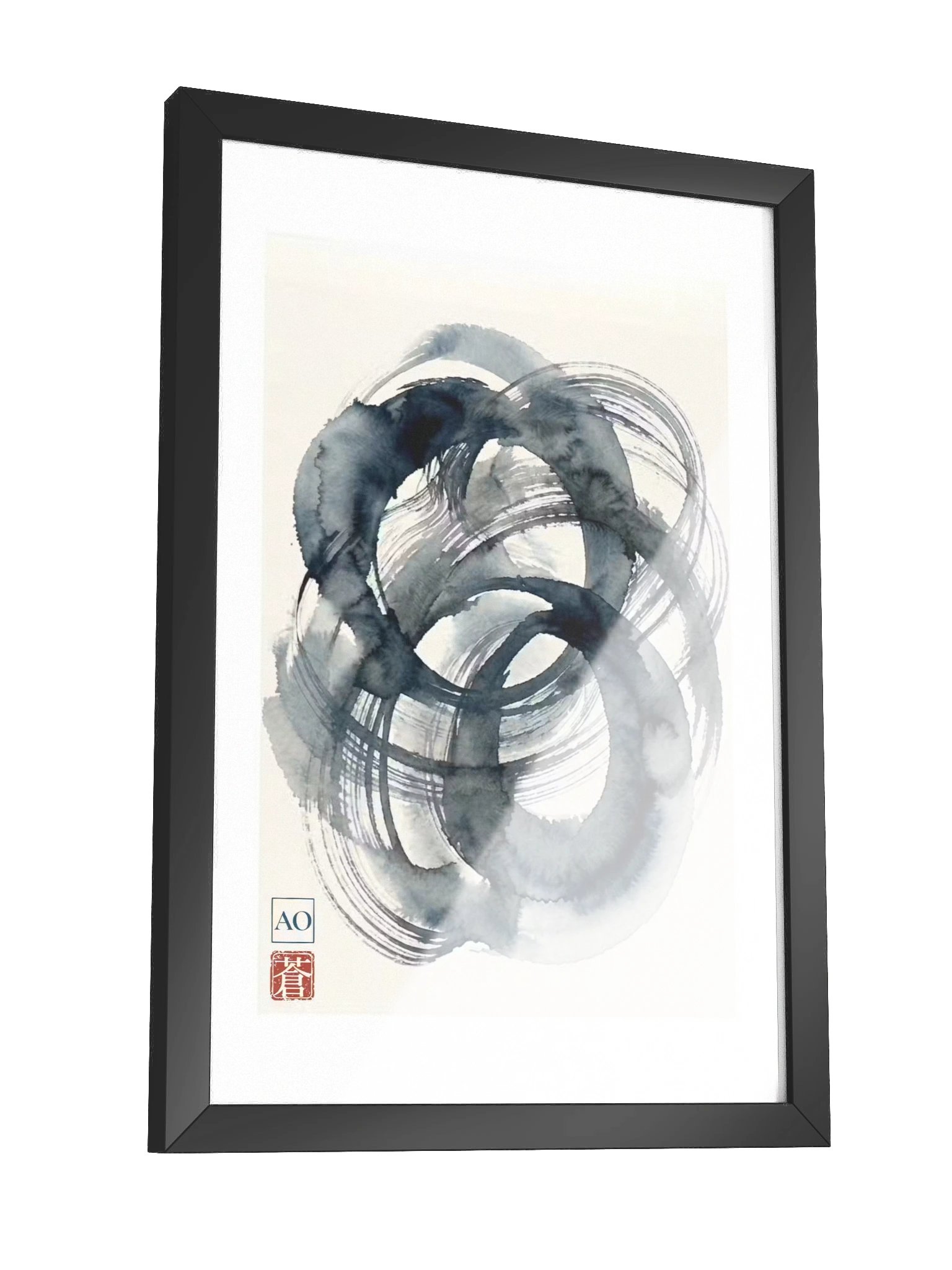 Japanese Indigo Ink Art Print | Eternal Echo No.02 | Framed Wall Art - AO Japan Blue product image (3)
