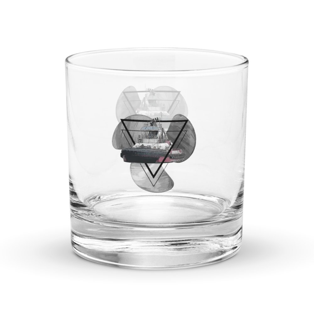 Three blade prop triangle Athena tug Rocks Glass 10.5oz product image (3)