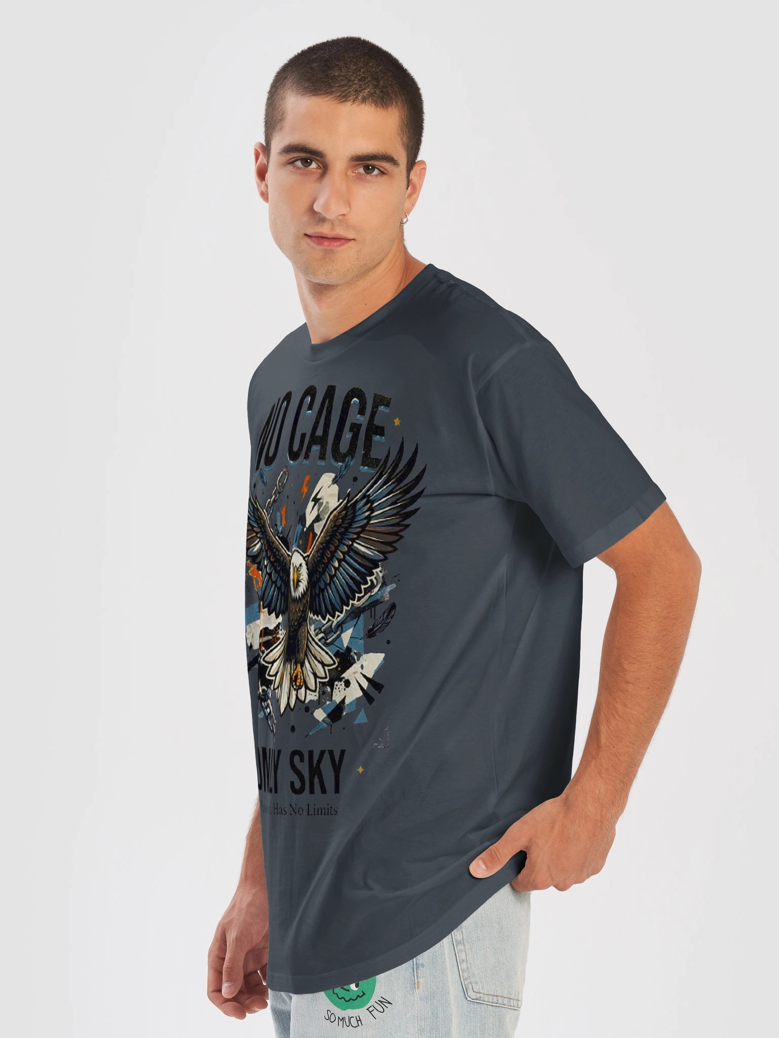No Cage Only Sky Majestic Eagle Grunge Streetwear Tee product image (46)