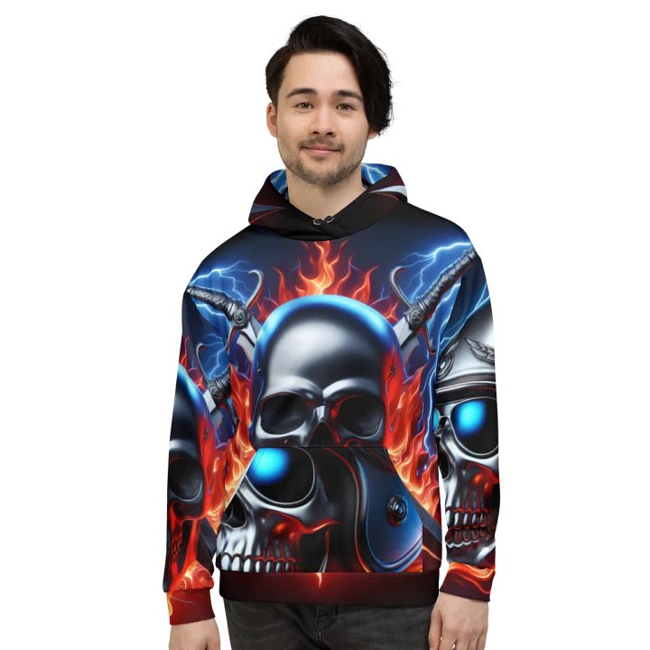 Silver Digital Skull Art - Unisex Skull Hoodie #30 product image (2)