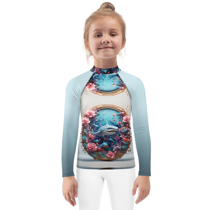 kids rash guard floral shark product image (1)