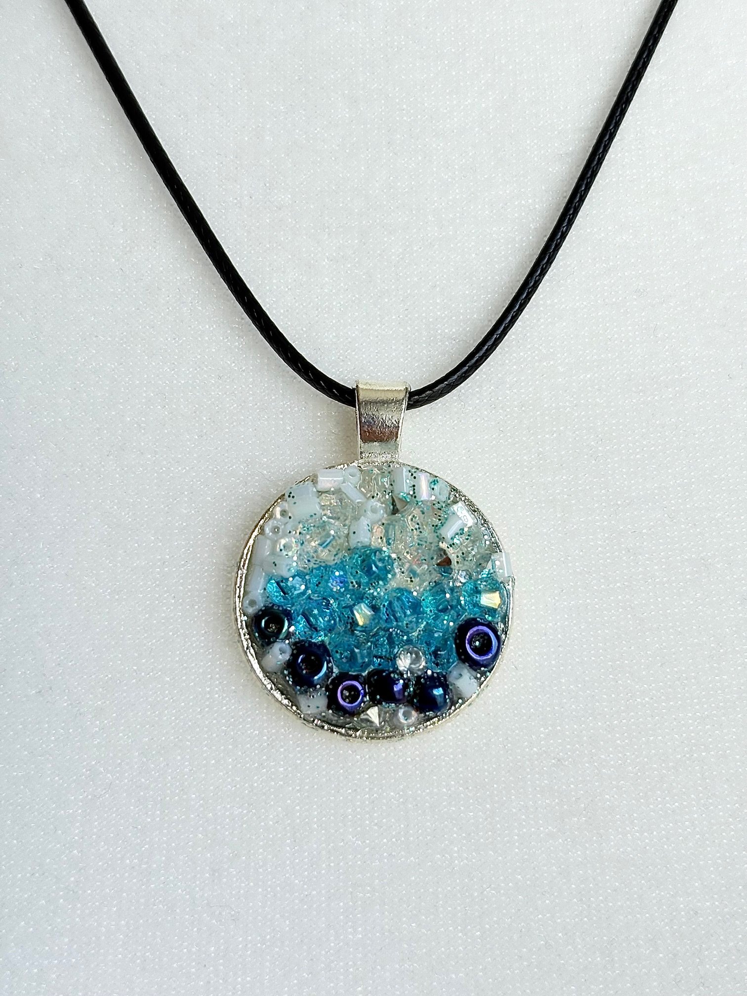 MFD-00008 | Ocean Dreamscape Pendant Necklace | Handmade Gradient Bead Art | Coastal Charm Jewelry by Monique Faella Designs™ product image (3)