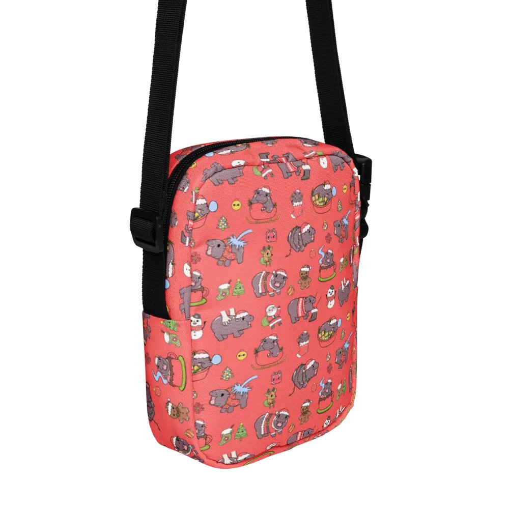 MOODENG'S RED CHRISTMAS UTILITY CROSSBODY BAG! product image (2)