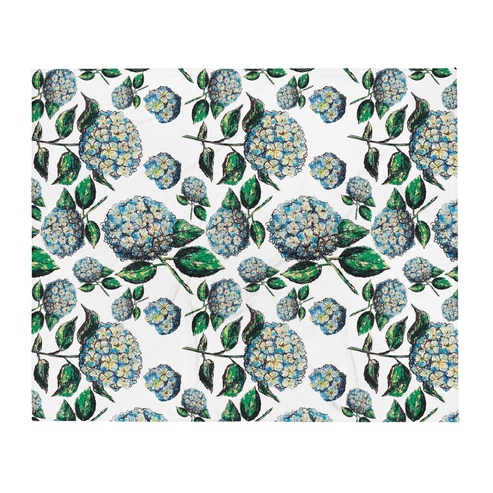 Blue Hydrangeas | Coastal Floral Throw Blanket in Soft Fleece product image (3)