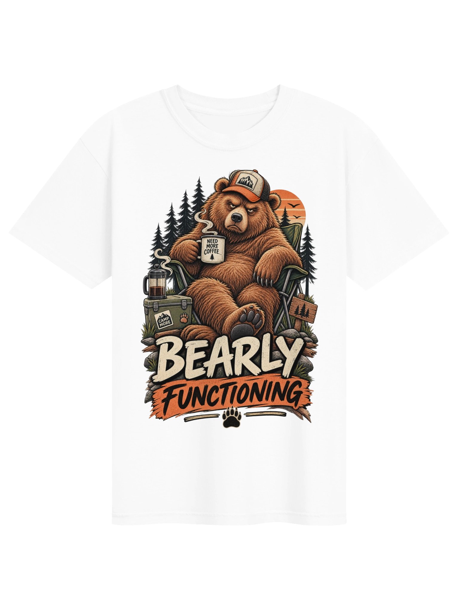 Bear Bearly Functioning - Sarcastic Funny Animal Lover Pun T-Shirt | Cute Sleepy Bear Humor Tee product image (2)