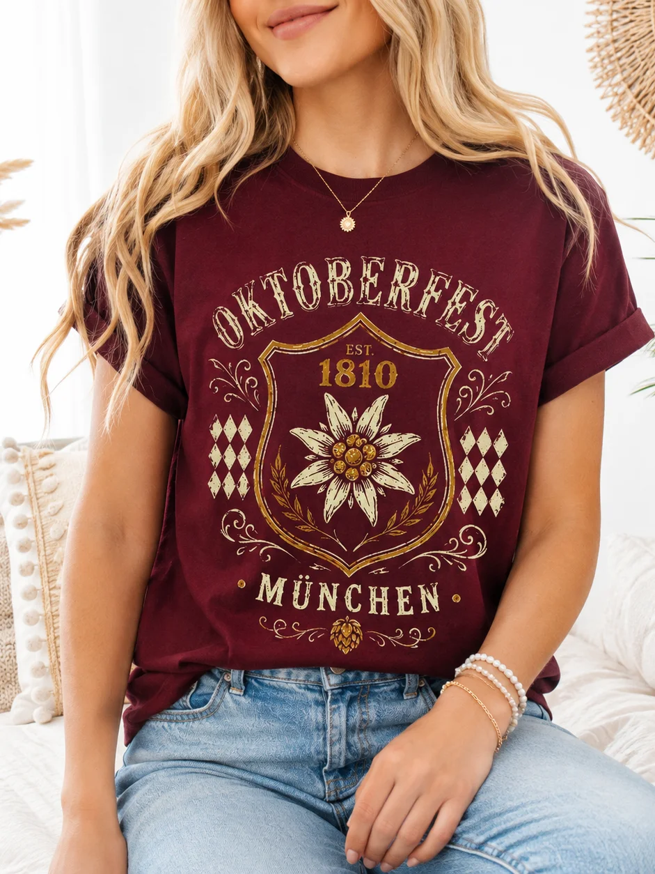 Oktoberfest München Edelweiss Crest Vintage Tee