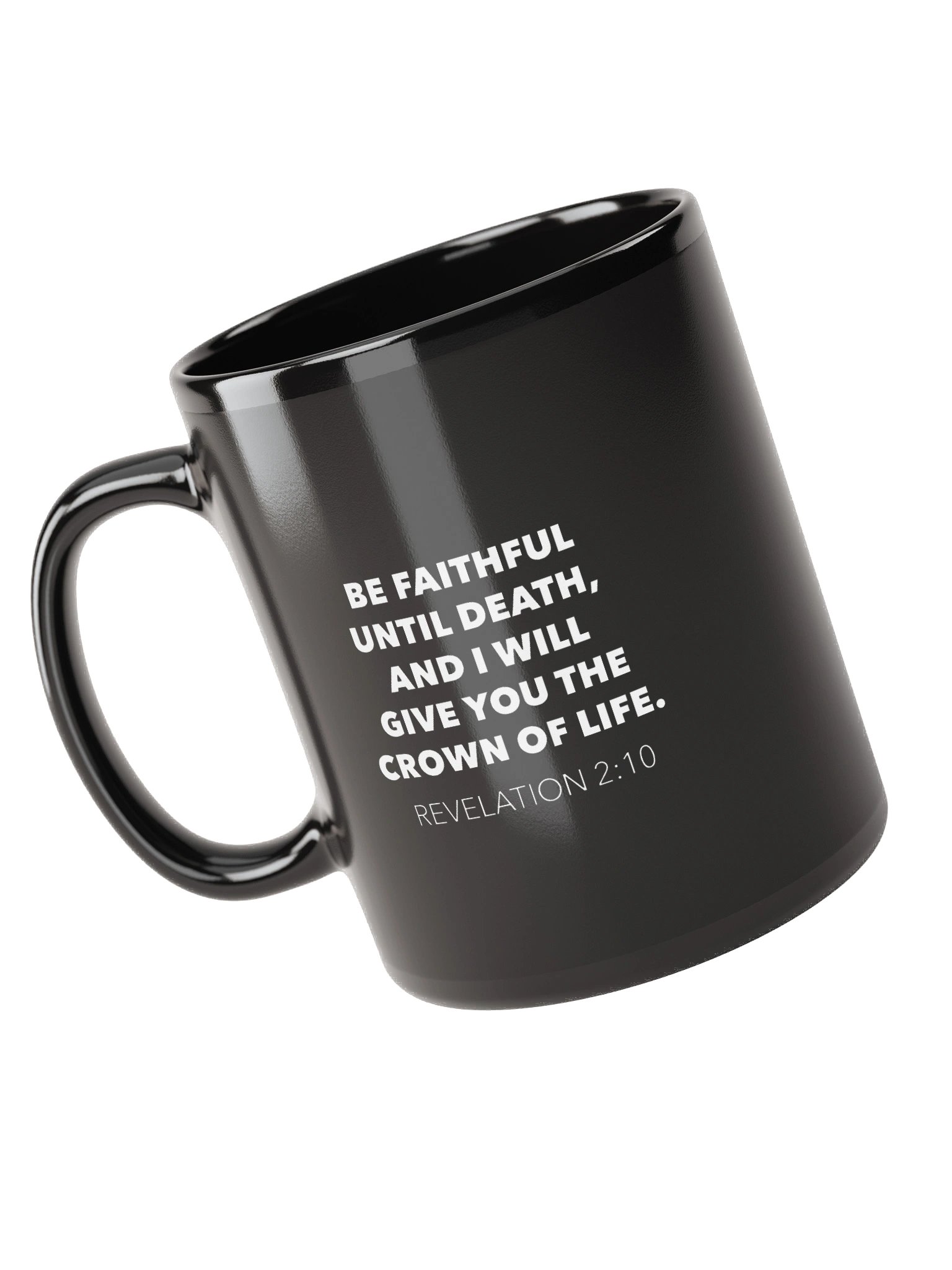 Cross, Crown, and Nails Christian Coffee Mug – Revelation 2:10 “Be Faithful Until Death” product image (5)