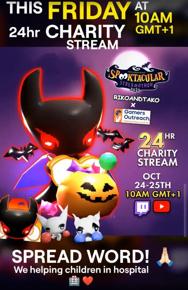 24hr stream with drawing and games! We'll be supporting children in hospital :) More info below 🔗🔽 https://x.com/GamersOutreach/status/1971288580786921745 #charity #fundraiser #gamersoutreach @Gamers Outreach #halloween #gaming