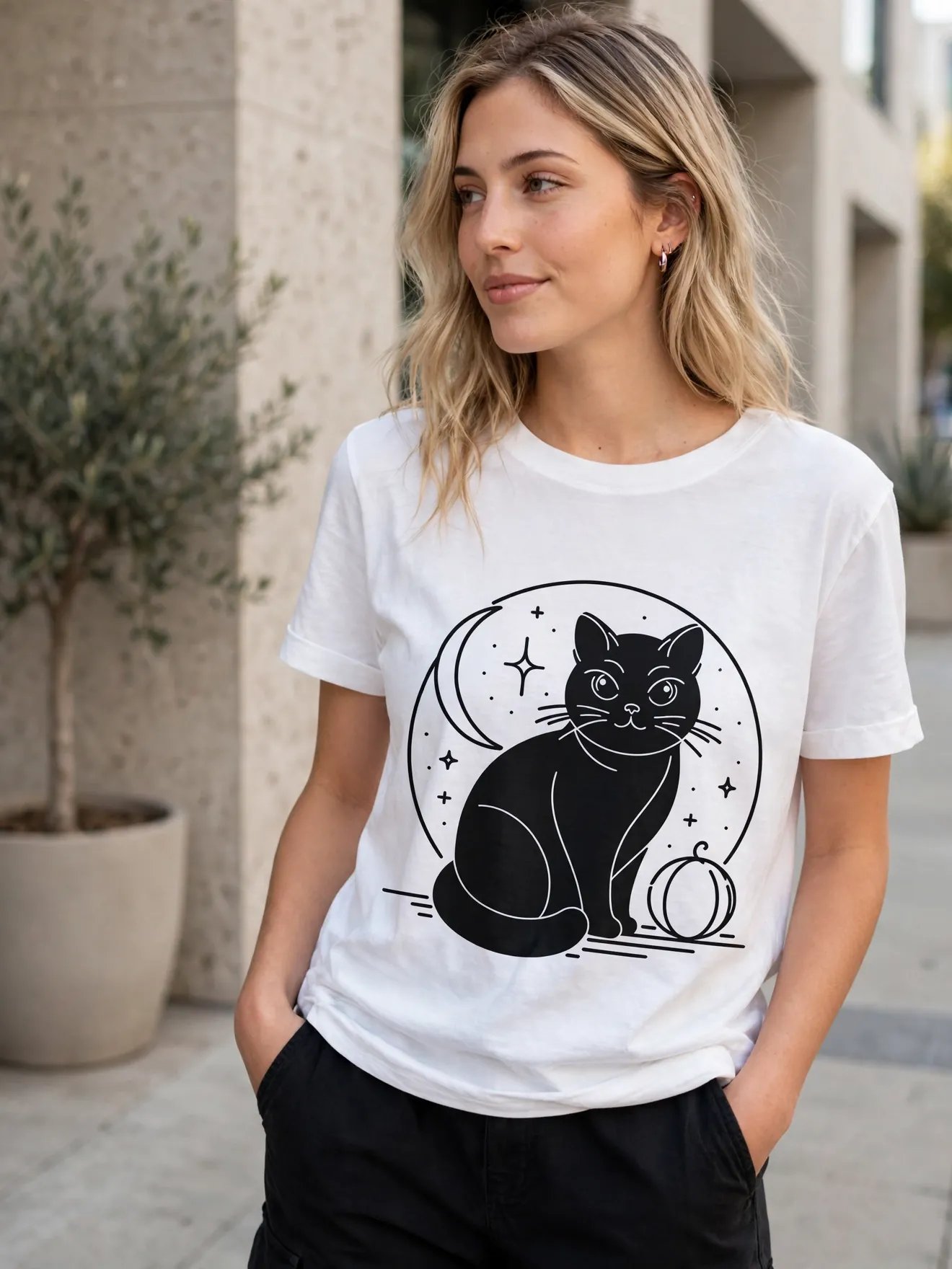Midnight Cat Graphic T-shirt | IDLAR product image (3)