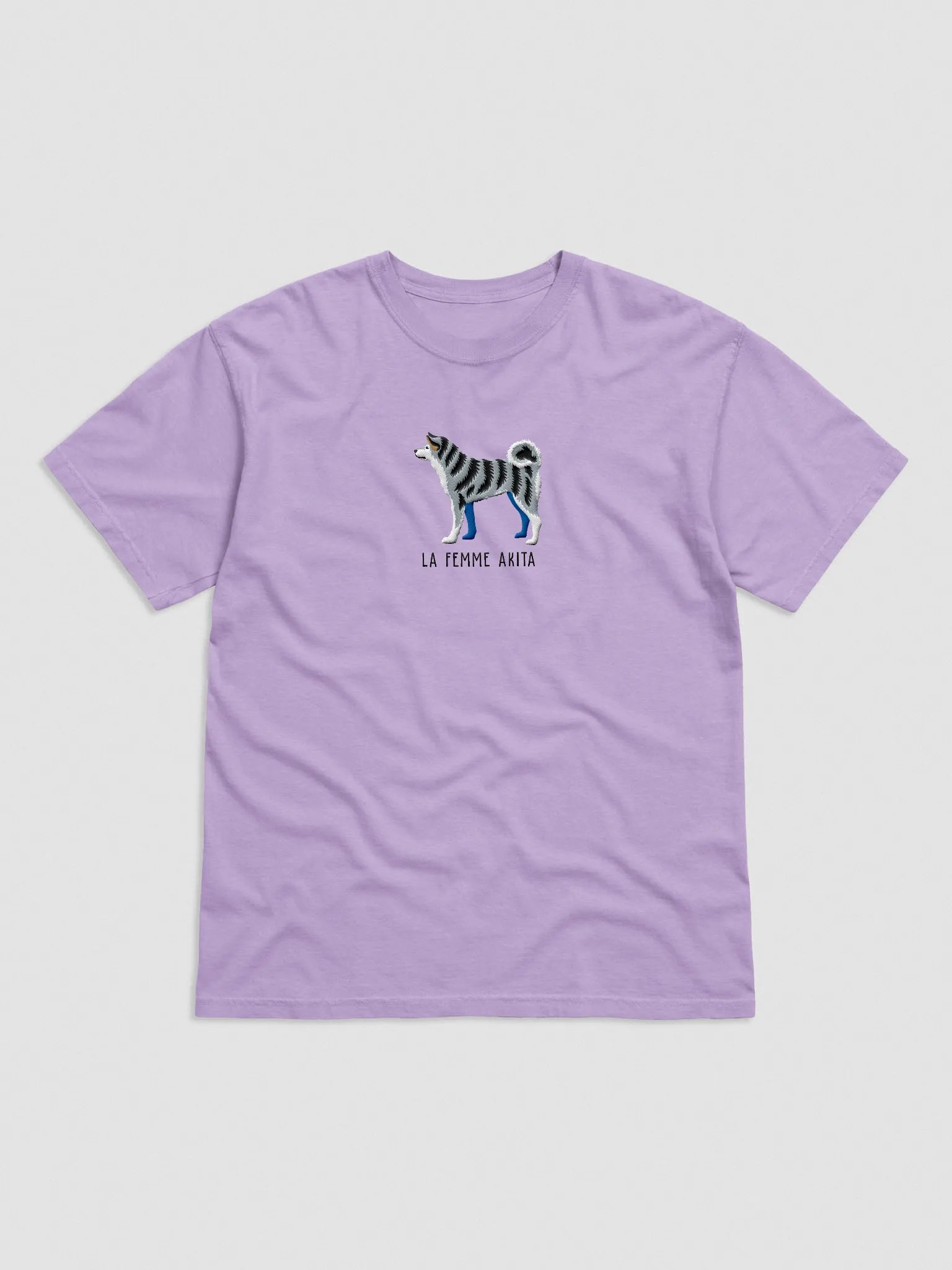 La Femme Akita T-Shirt(Embroidered) of a Japanese Akita(Blue Brindle) product image (4)