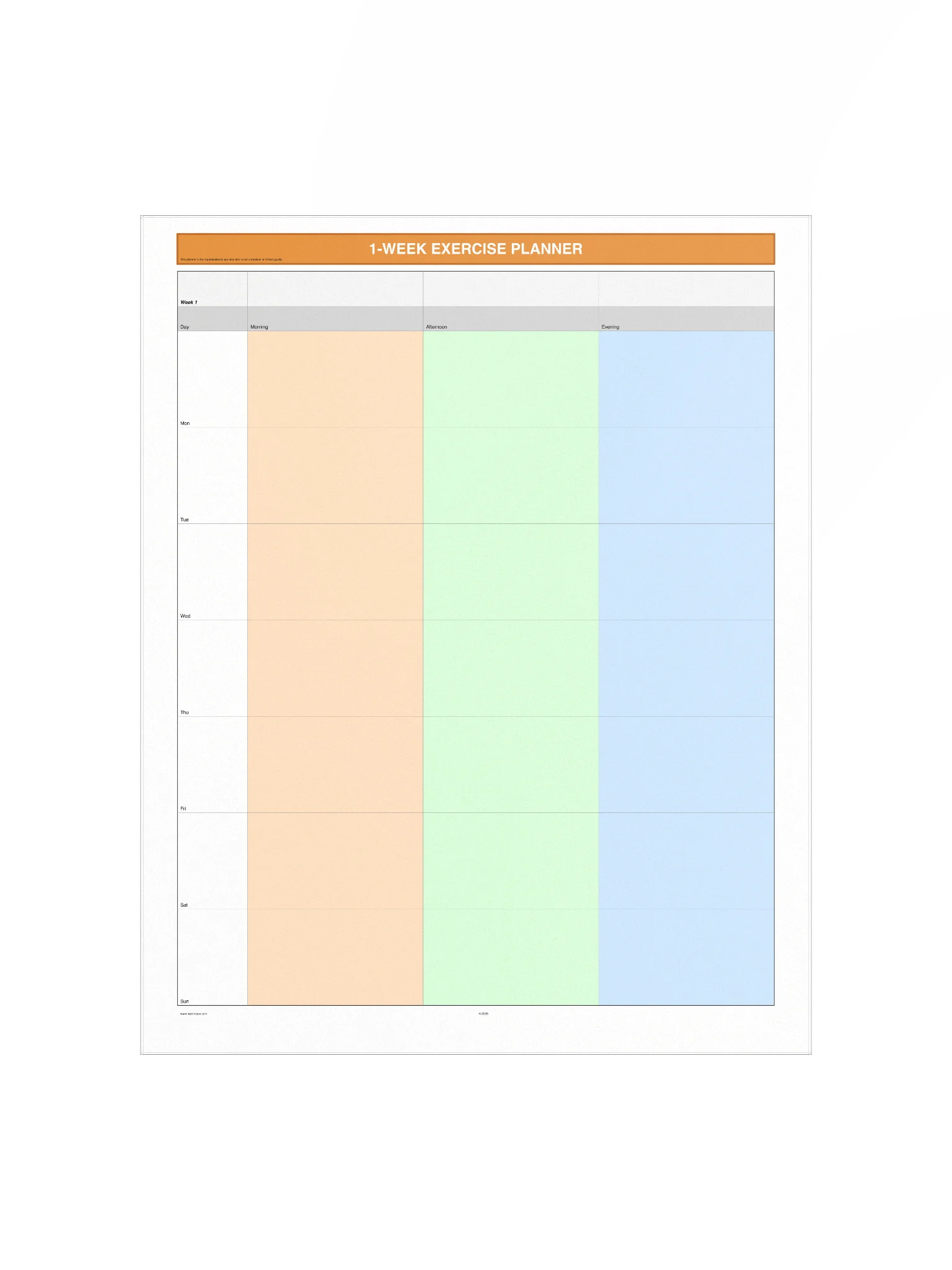 1 Week Exercise Planner product image (2)
