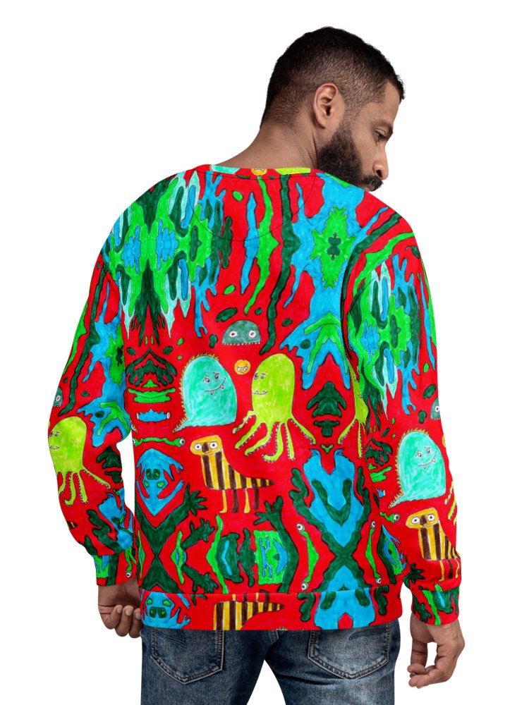 Abstract Doodle Monsters in Red All-Over Sweatshirt product image (10)