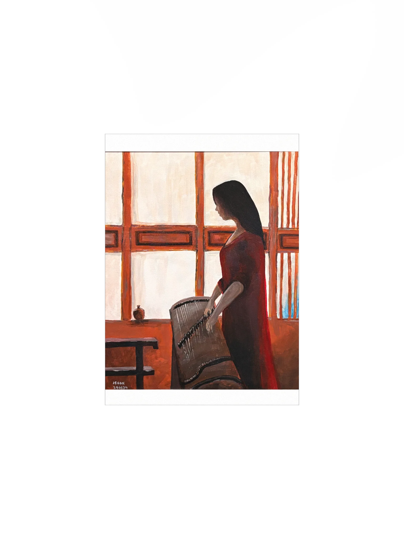 Lady With Guzheng Art Print product image (1)